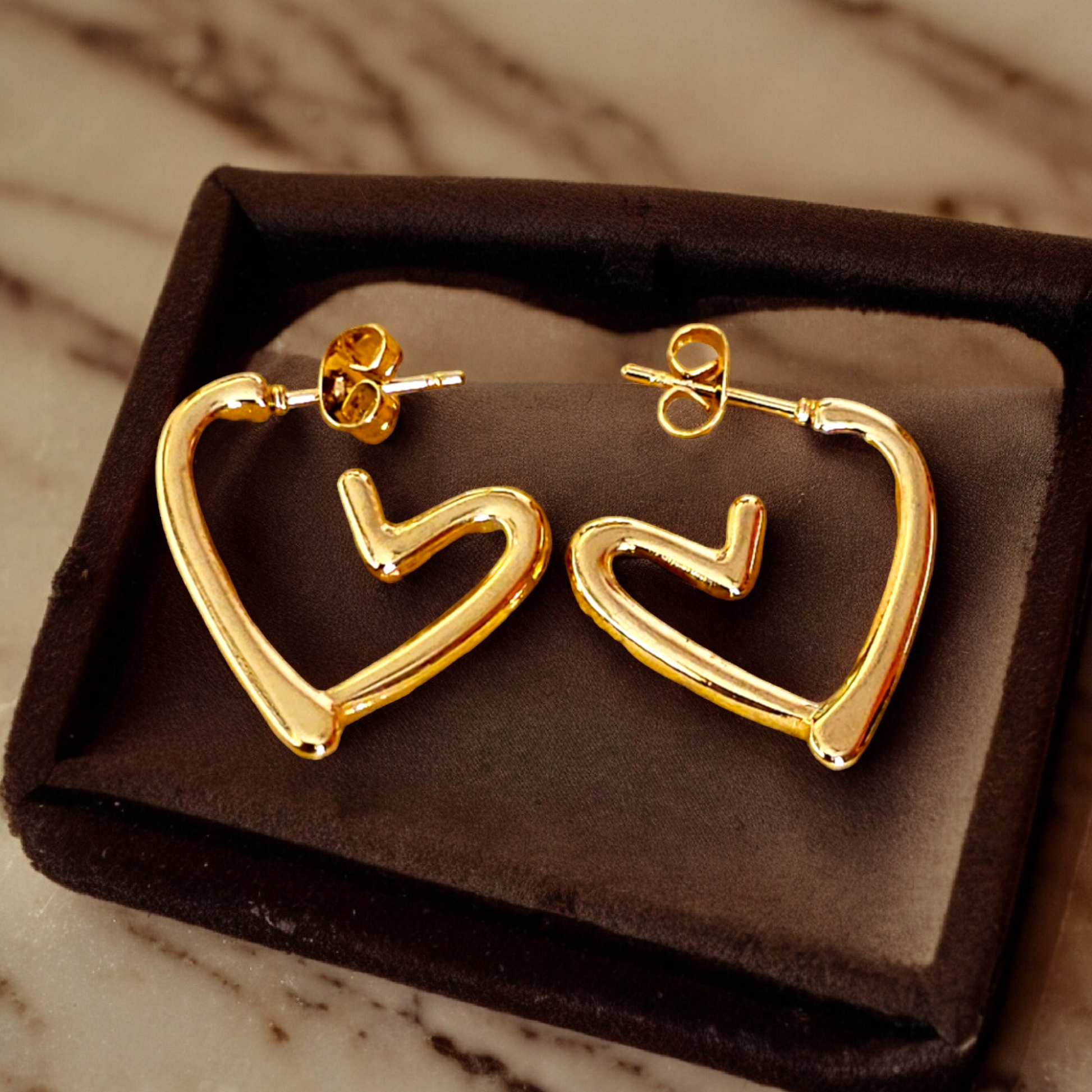 Tiny Heart Earrings - Honey Hoop