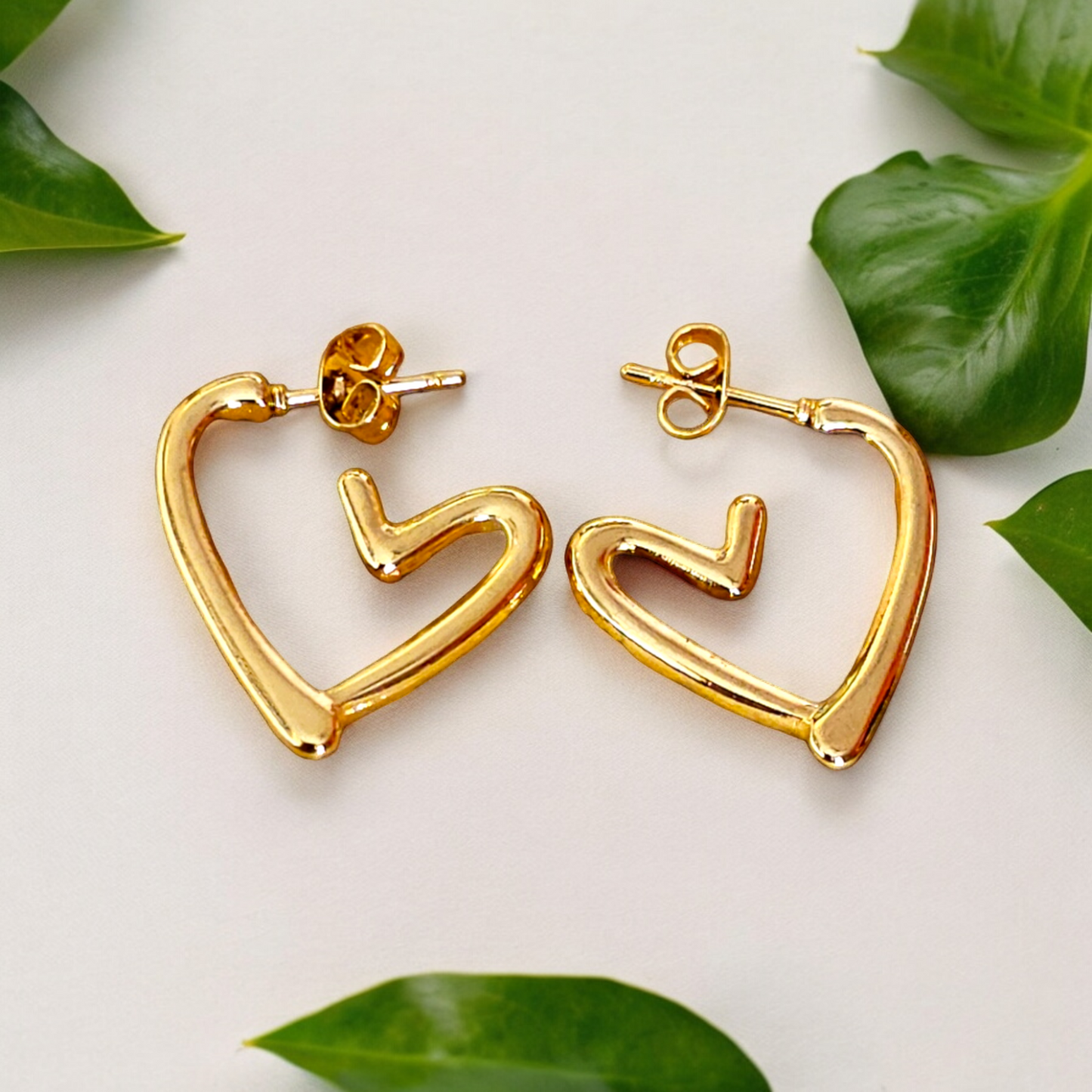 Tiny Heart Earrings - Honey Hoop