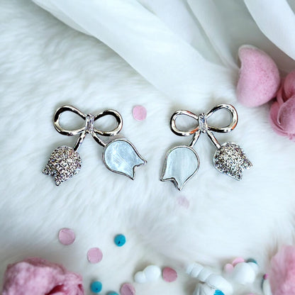 Silver Bow Earrings