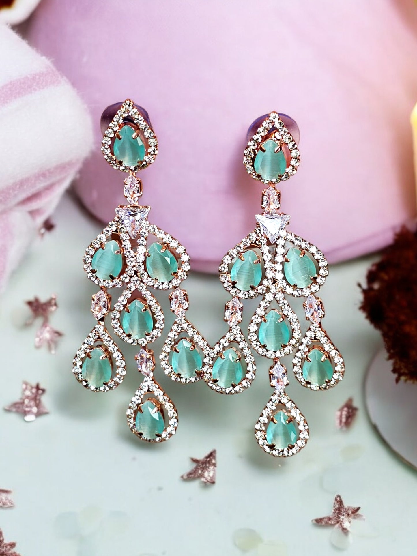 Chandelier Earrings Mint