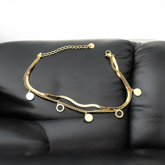 Charms Double Chain Bracelet(22 k gold plated)