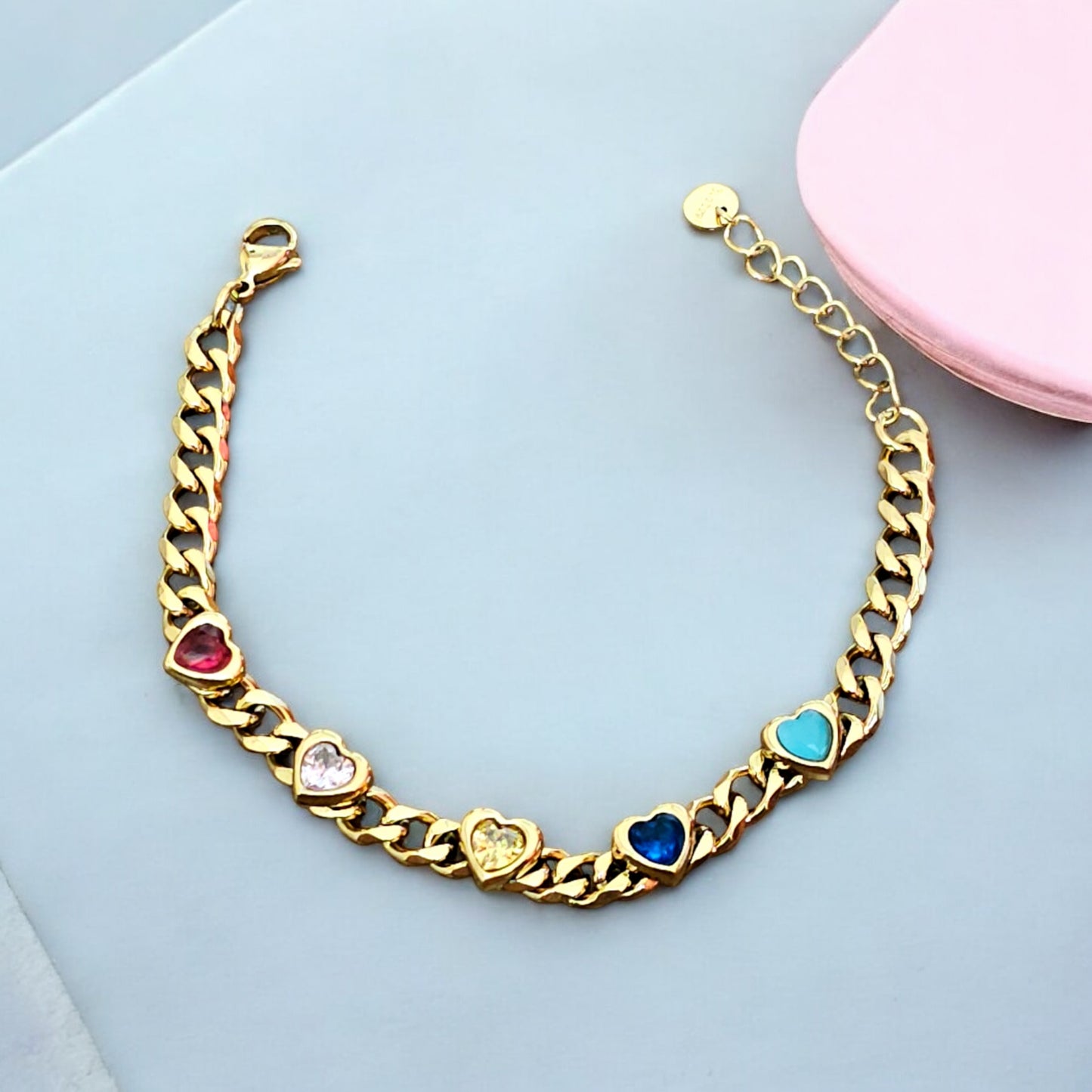 Colorful Heart Bracelet(22K Gold Plated)