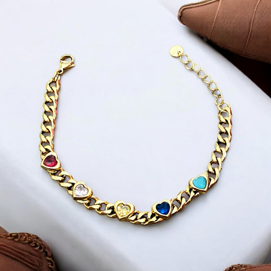 Colorful Heart Bracelet(22K Gold Plated)