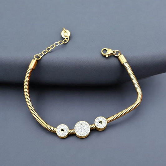 Circular Diamond Bracelet (22k Gold Plated)