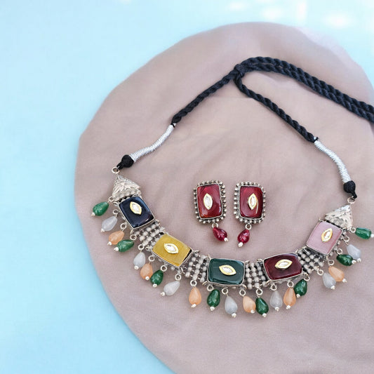 Vibrant Gemstone Neckpiece Set