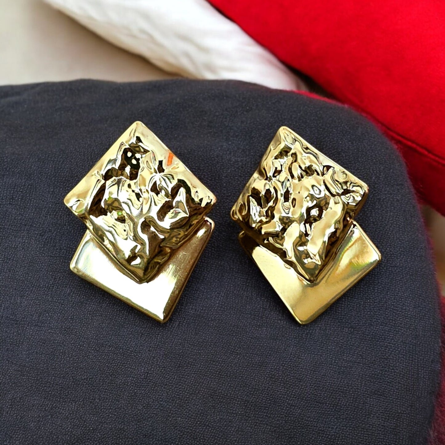 Textured Square Stud Earrings